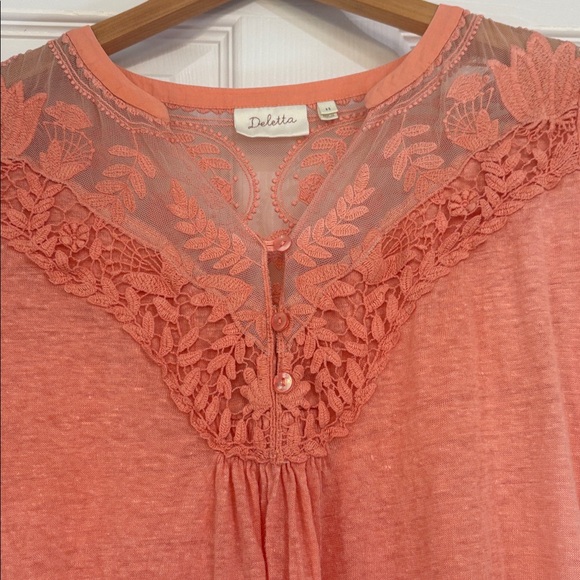 Anthropologie Deletta Coral Lace Detail Blouse - Picture 2 of 6